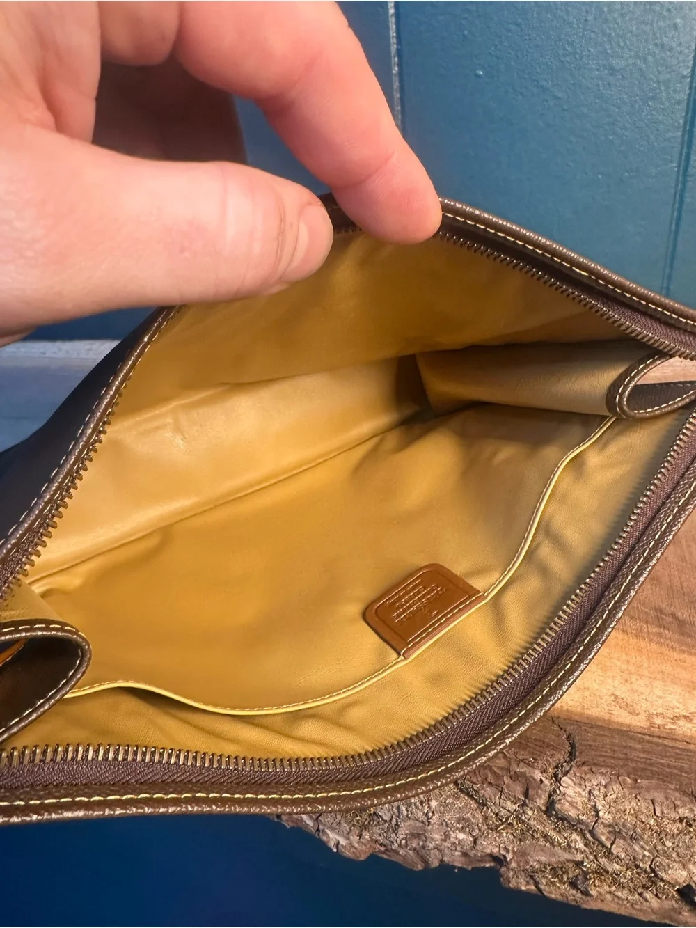 Trussardi Collezione Crespo Brown Leather Clutch/Pouch made in Italy